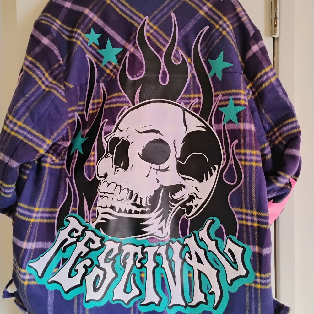 Rebel Minds Festival Purple Plaid Mens Jacket.